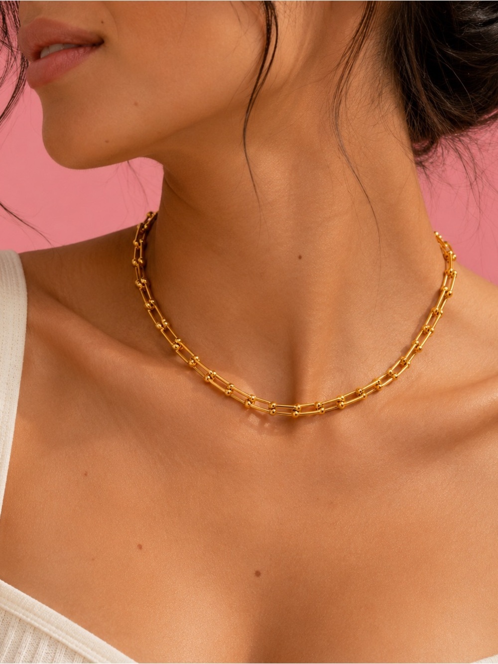 Hardware Gold Graduated Link STAINLESS STEEL Waterproof Necklace